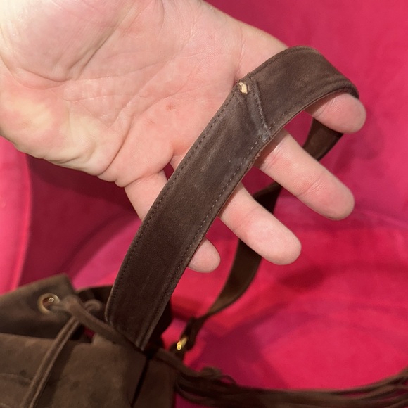 Chanel chocolate suede fringe bucket crossbody shoulder tote purse with pouch - Picture 10 of 16